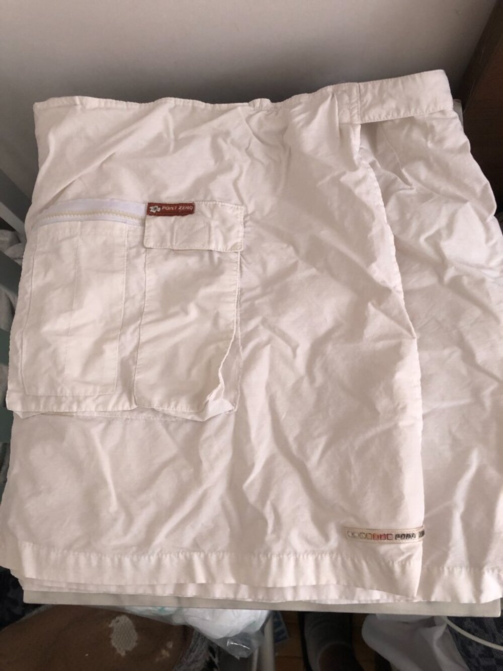 Vintage Point Zero White Cargo Wrap Skirt L Y2K Military Utility Side Pocket - Picture 12 of 16
